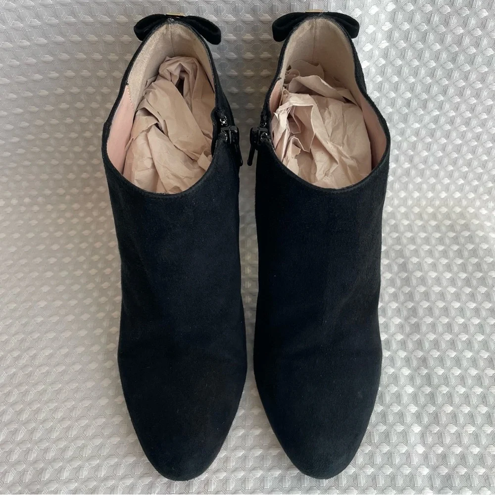 KATE SPADE Netta Gold & Black Suede Ankle Booties Women’s Size 7B Italy #700 - Picture 2 of 13
